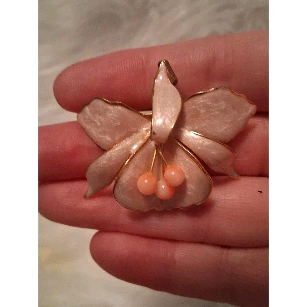 Beautiful Vintage Orchid Brooch/Pin 1950s Mid-Century